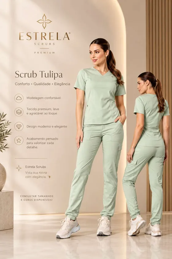 Scrub Tulipa na cor verde-sálvia