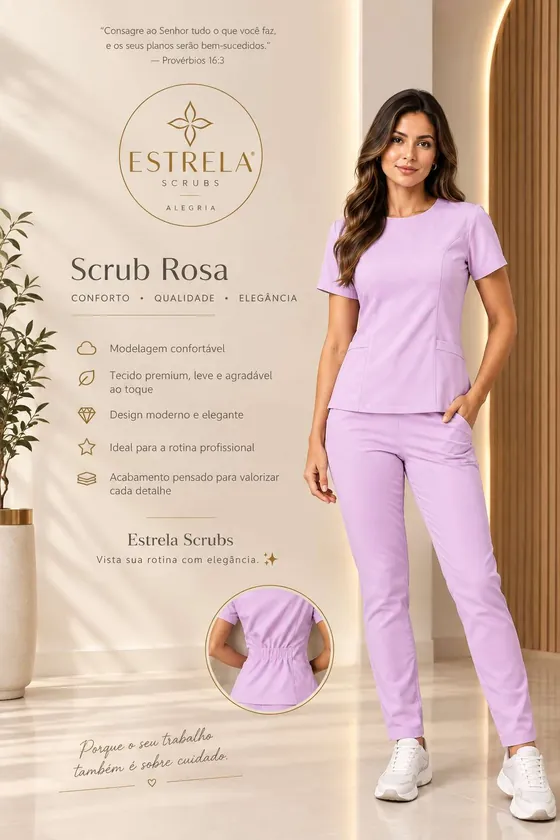 Scrub Rosa na cor lilás