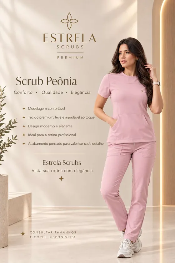 Scrub Peônia na cor rosa